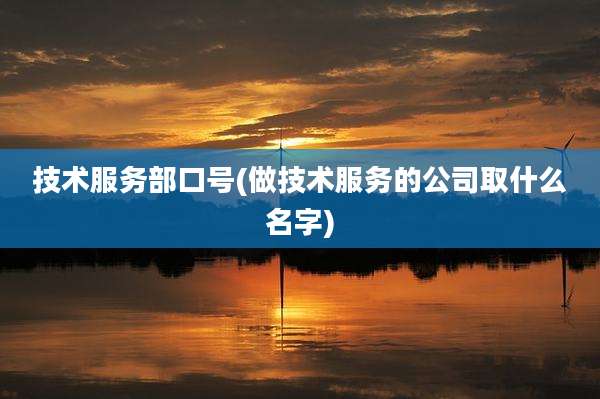 技术服务部口号(做技术服务的公司取什么名字)