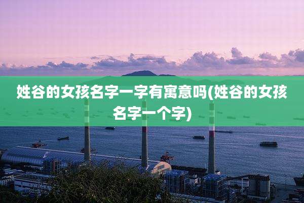 姓谷的女孩名字一字有寓意吗(姓谷的女孩名字一个字)
