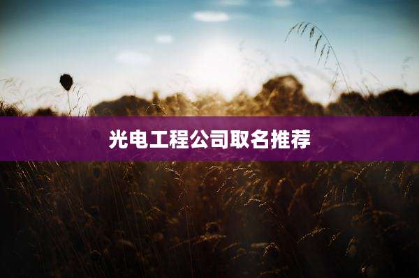 光电工程公司取名推荐