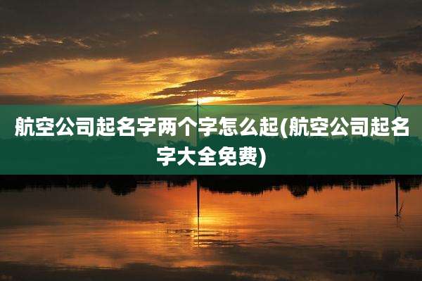 航空公司起名字两个字怎么起(航空公司起名字大全免费)
