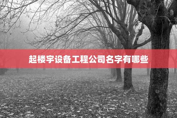 起楼宇设备工程公司名字有哪些