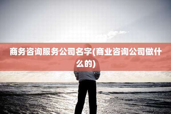 商务咨询服务公司名字(商业咨询公司做什么的)