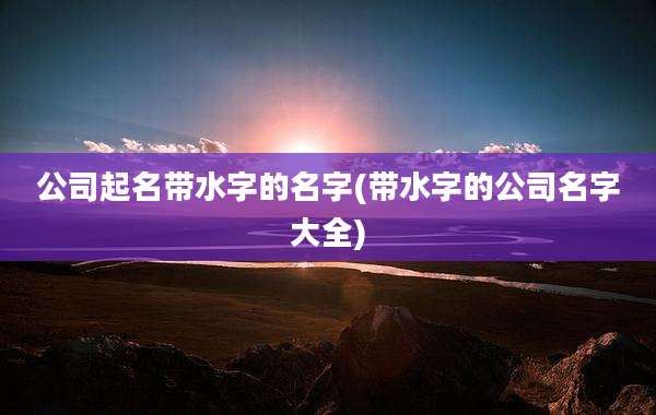公司起名带水字的名字(带水字的公司名字大全)