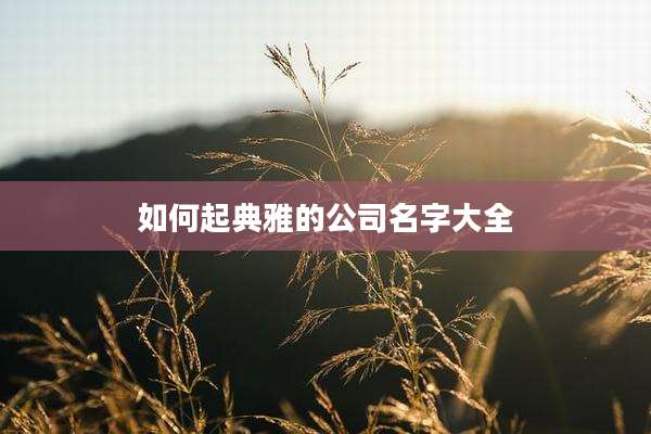 如何起典雅的公司名字大全
