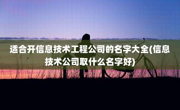 适合开信息技术工程公司的名字大全(信息技术公司取什么名字好)