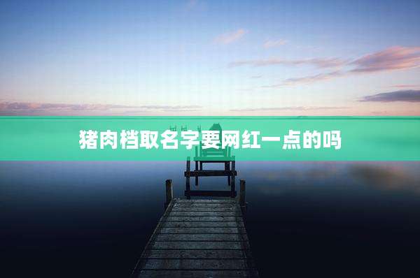 猪肉档取名字要网红一点的吗