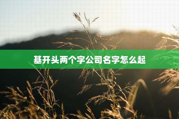基开头两个字公司名字怎么起