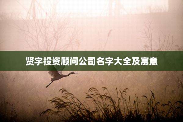 贤字投资顾问公司名字大全及寓意