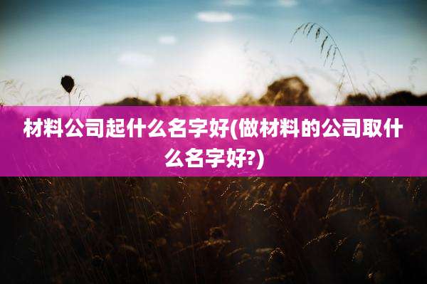 材料公司起什么名字好(做材料的公司取什么名字好?)