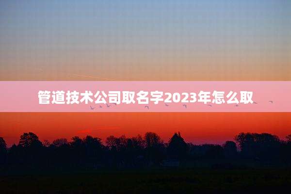 管道技术公司取名字2023年怎么取