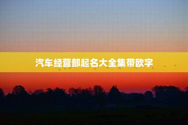 汽车经营部起名大全集带欧字