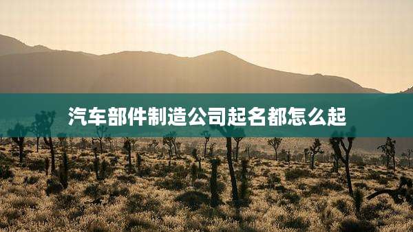 汽车部件制造公司起名都怎么起