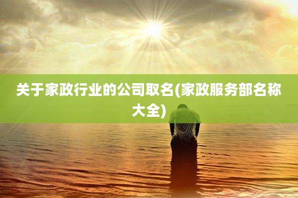 关于家政行业的公司取名(家政服务部名称大全)