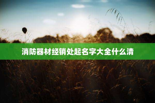 消防器材经销处起名字大全什么清