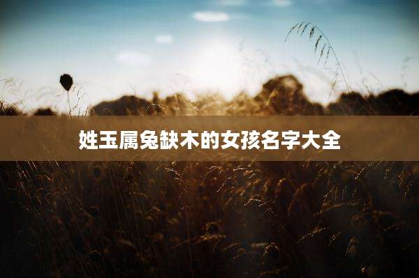 姓玉属兔缺木的女孩名字大全
