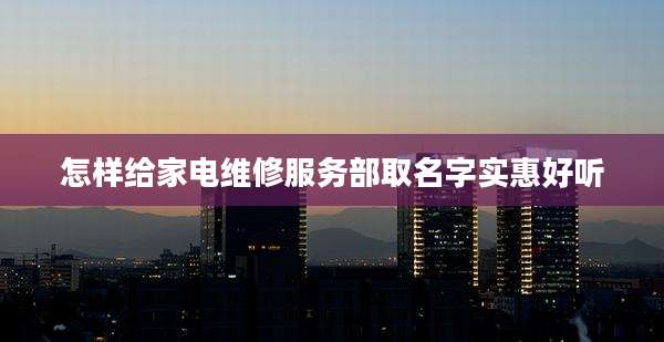 怎样给家电维修服务部取名字实惠好听