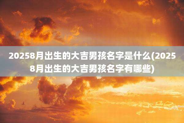 20258月出生的大吉男孩名字是什么(20258月出生的大吉男孩名字有哪些)