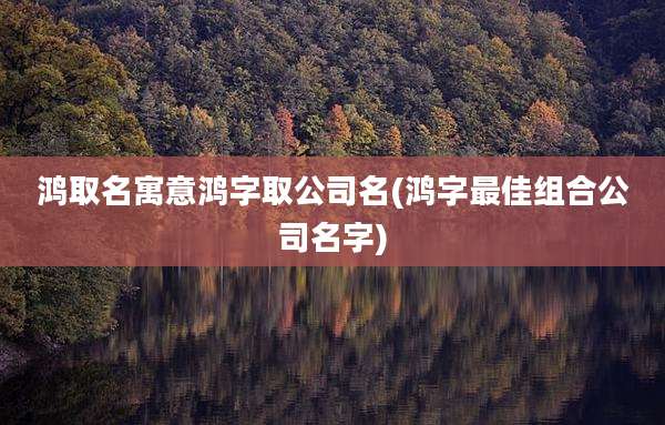 鸿取名寓意鸿字取公司名(鸿字最佳组合公司名字)