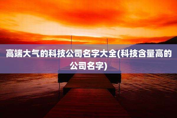 高端大气的科技公司名字大全(科技含量高的公司名字)