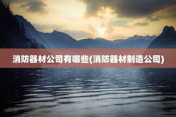 消防器材公司有哪些(消防器材制造公司)