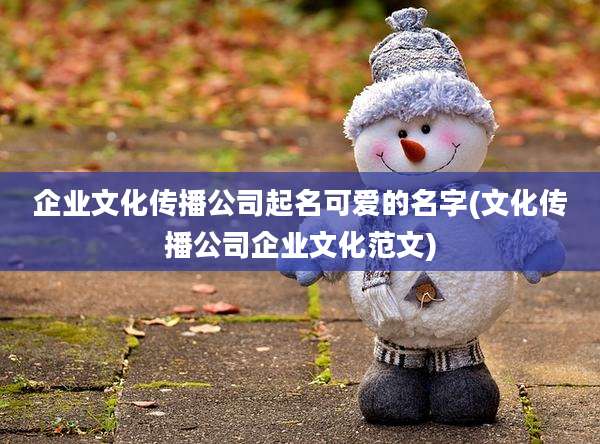 企业文化传播公司起名可爱的名字(文化传播公司企业文化范文)