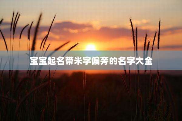 宝宝起名带米字偏旁的名字大全
