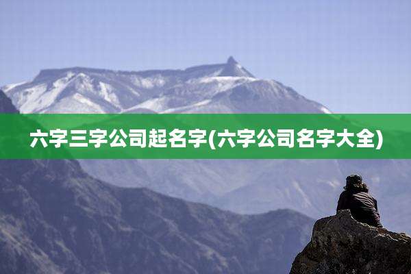 六字三字公司起名字(六字公司名字大全)