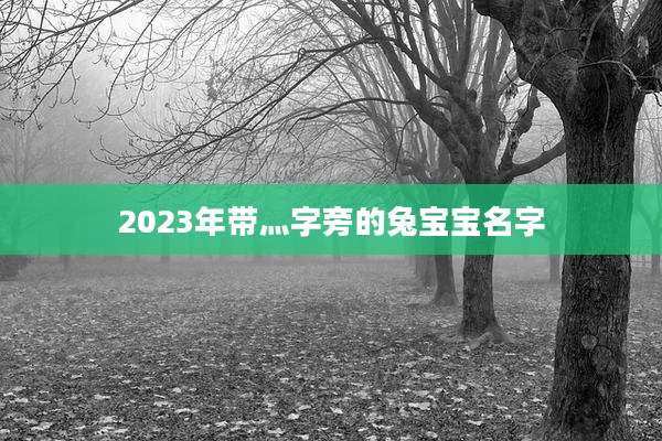 2023年带灬字旁的兔宝宝名字