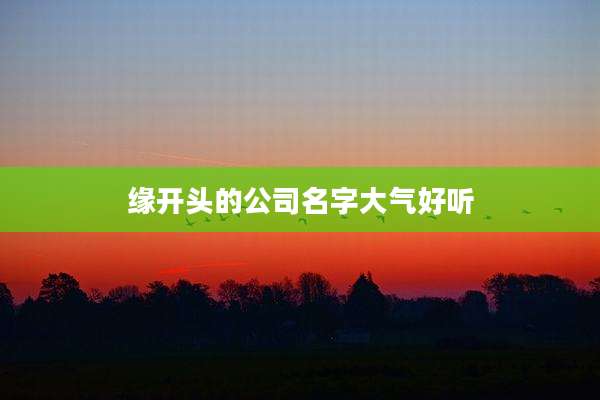 缘开头的公司名字大气好听