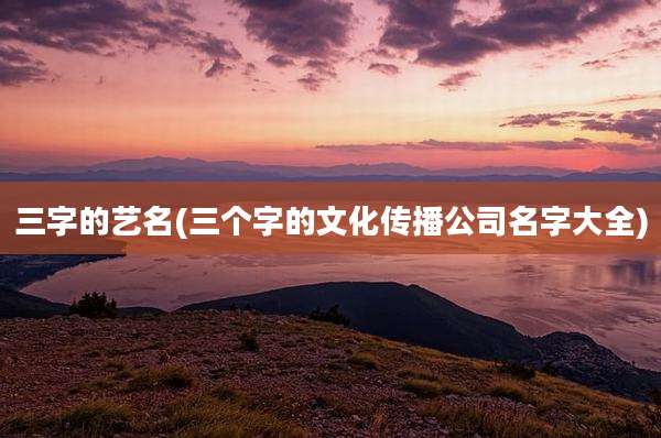 三字的艺名(三个字的文化传播公司名字大全)