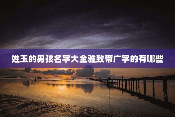 姓玉的男孩名字大全雅致带广字的有哪些
