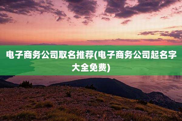 电子商务公司取名推荐(电子商务公司起名字大全免费)