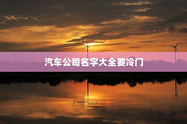 汽车公司名字大全要冷门