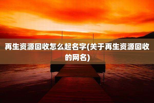 再生资源回收怎么起名字(关于再生资源回收的网名)