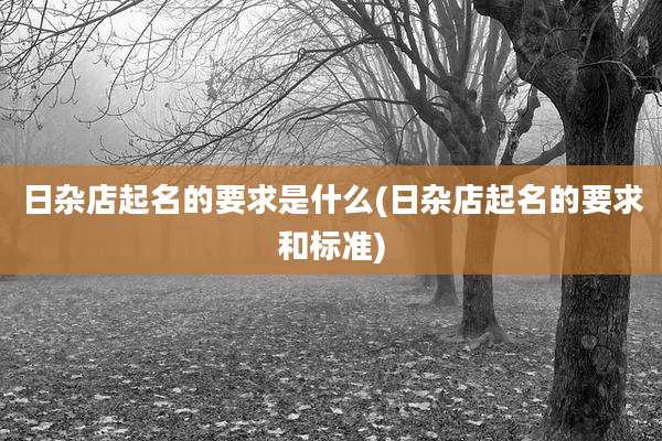 日杂店起名的要求是什么(日杂店起名的要求和标准)