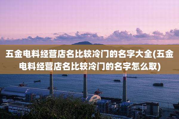 五金电料经营店名比较冷门的名字大全(五金电料经营店名比较冷门的名字怎么取)