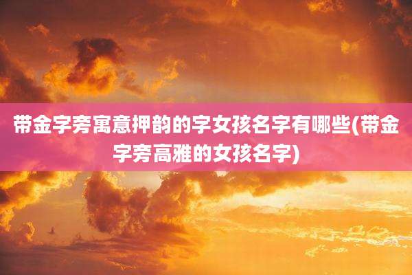 带金字旁寓意押韵的字女孩名字有哪些(带金字旁高雅的女孩名字)