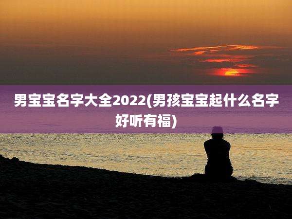男宝宝名字大全2022(男孩宝宝起什么名字好听有福)