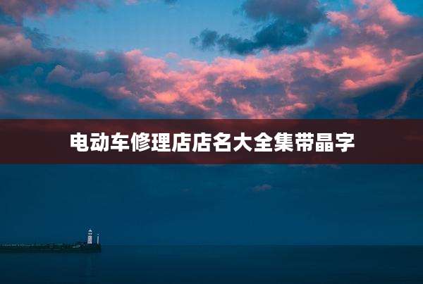 电动车修理店店名大全集带晶字