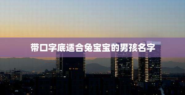 带口字底适合兔宝宝的男孩名字
