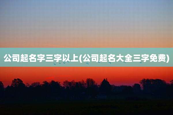 公司起名字三字以上(公司起名大全三字免费)