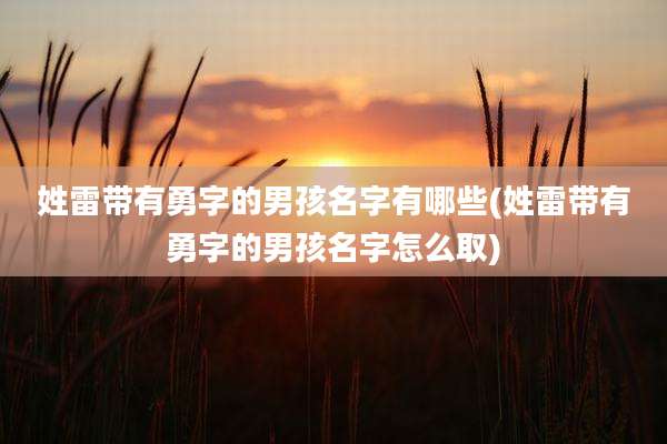 姓雷带有勇字的男孩名字有哪些(姓雷带有勇字的男孩名字怎么取)
