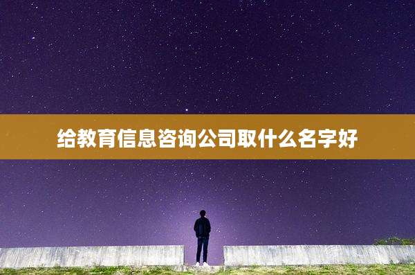 给教育信息咨询公司取什么名字好