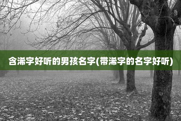 含浠字好听的男孩名字(带浠字的名字好听)