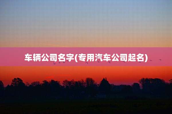 车辆公司名字(专用汽车公司起名)