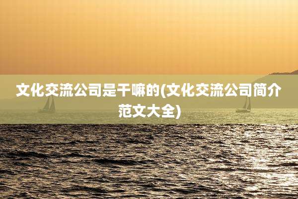 文化交流公司是干嘛的(文化交流公司简介范文大全)
