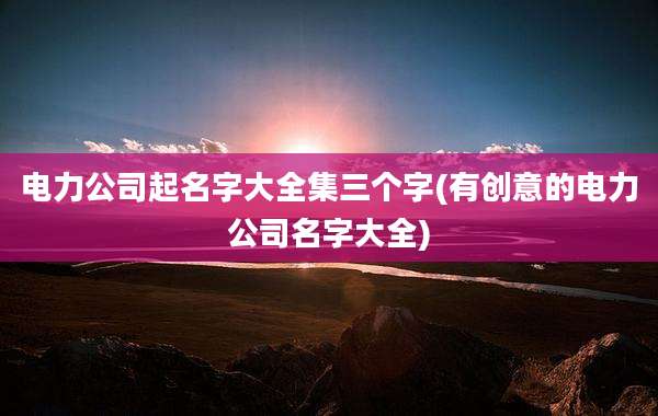电力公司起名字大全集三个字(有创意的电力公司名字大全)