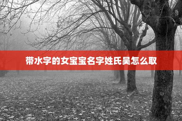 带水字的女宝宝名字姓氏吴怎么取