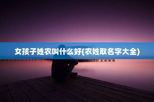女孩子姓农叫什么好(农姓取名字大全)