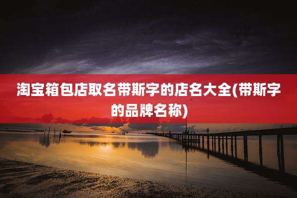 淘宝箱包店取名带斯字的店名大全(带斯字的品牌名称)